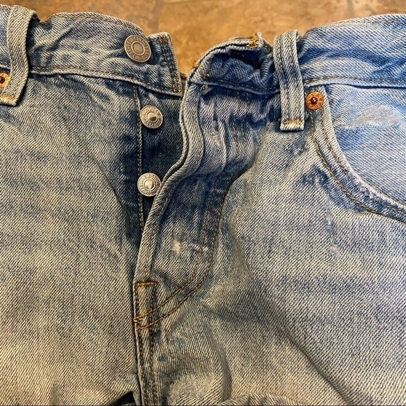 LEVI’S 501 Blue Raw Hem Jean Shorts-Waist 14” - Picture 5 of 8
